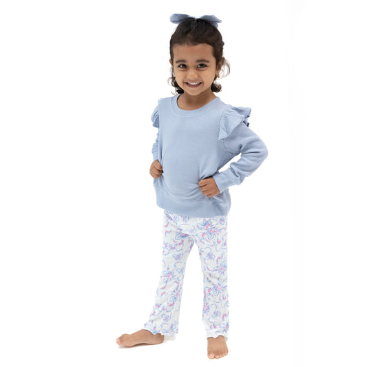 Ruffle Shoulder Shirt and Flare Pant