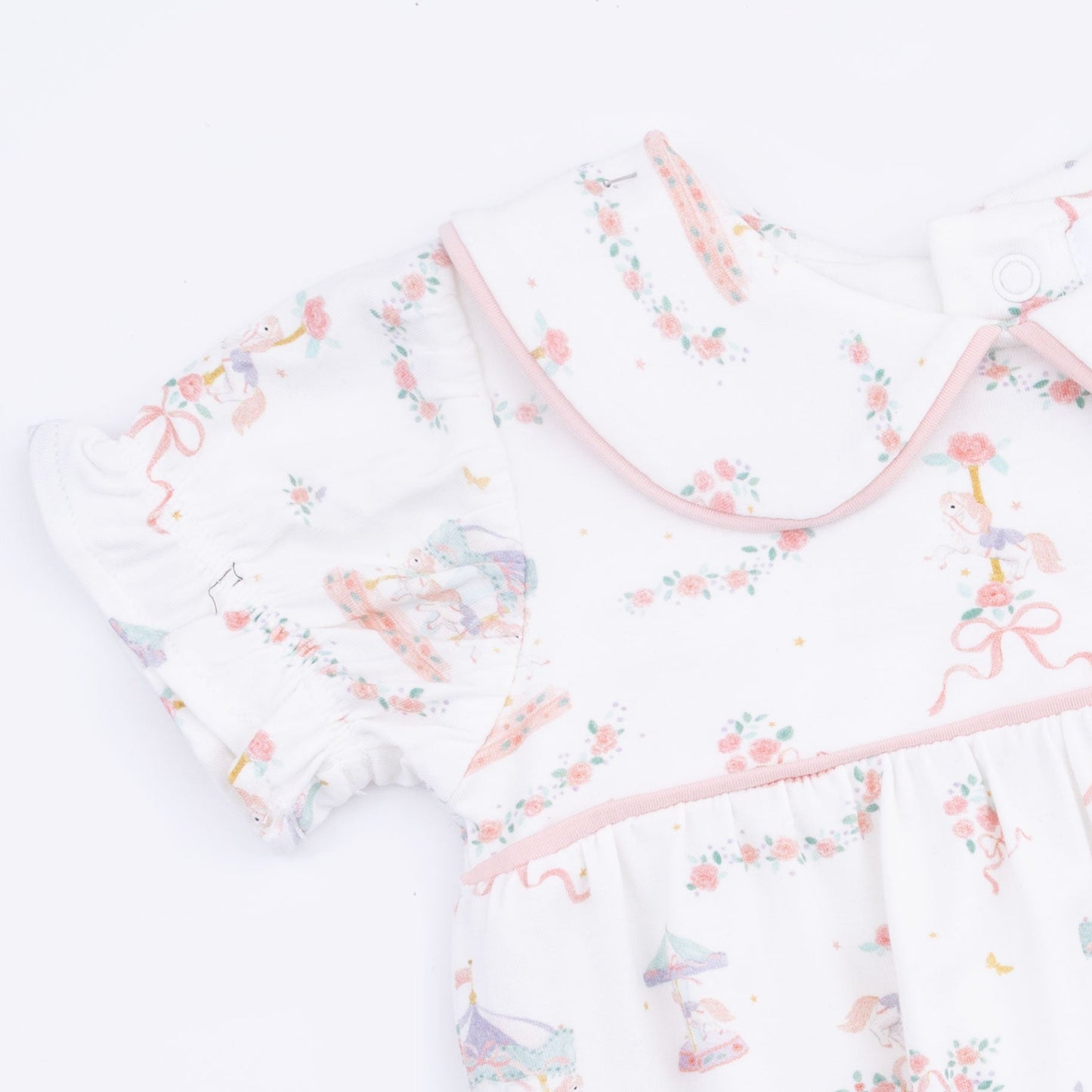 Carousel with Bows - Classic Puff Sleeve Babydoll Bubble