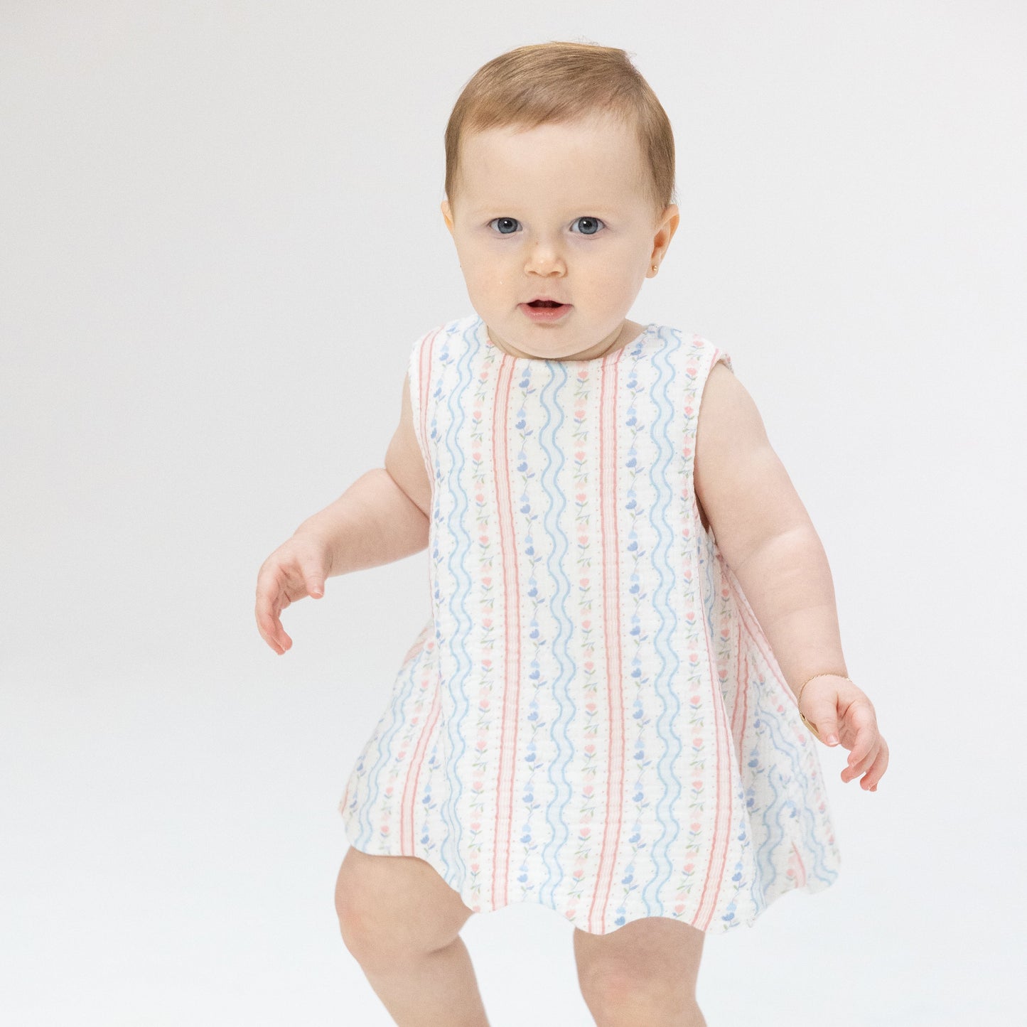 Tulip Stripe - Scallop Back Top with Bloomer