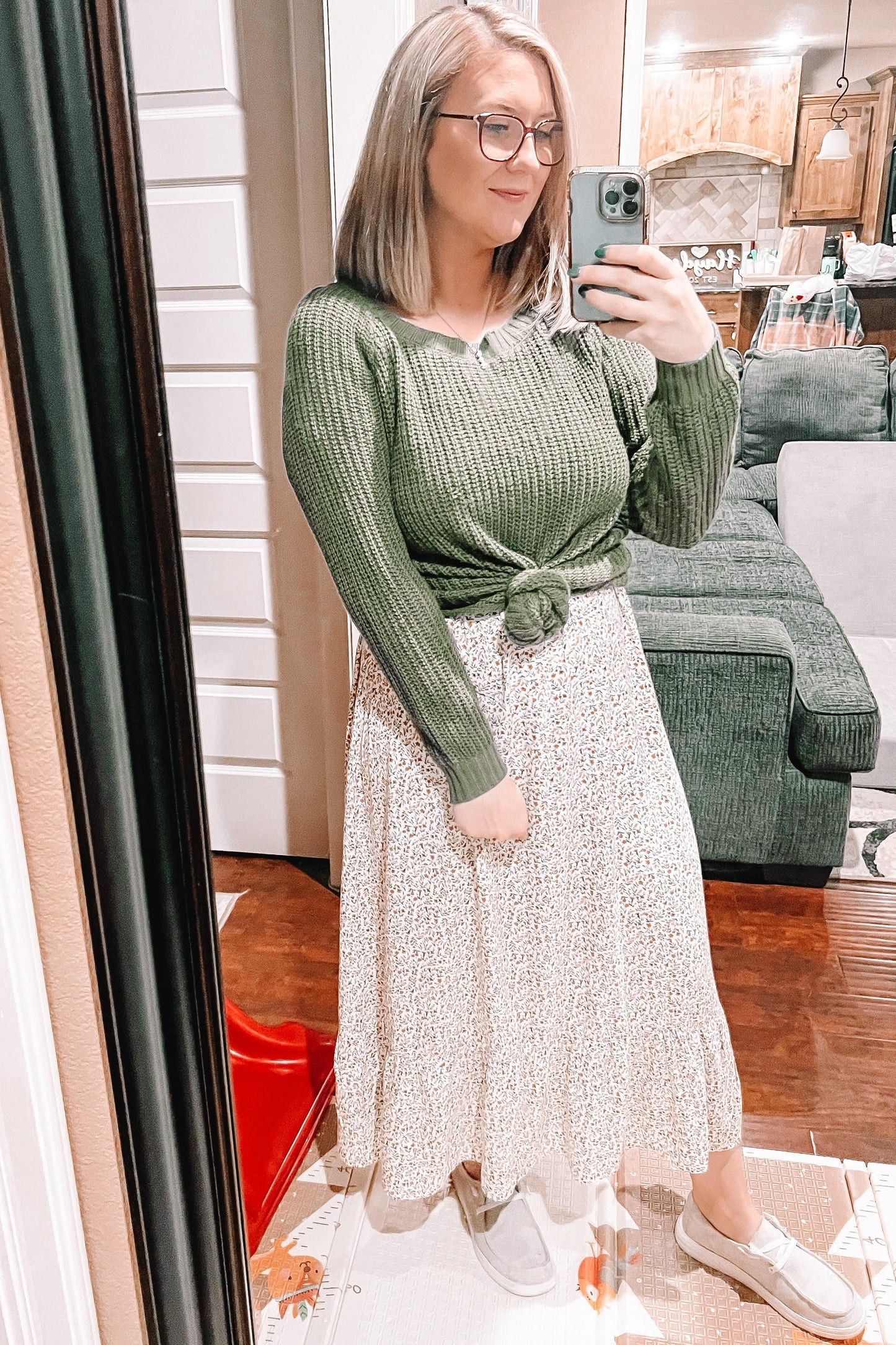 Ivory Floral Smocked Maxi Dress