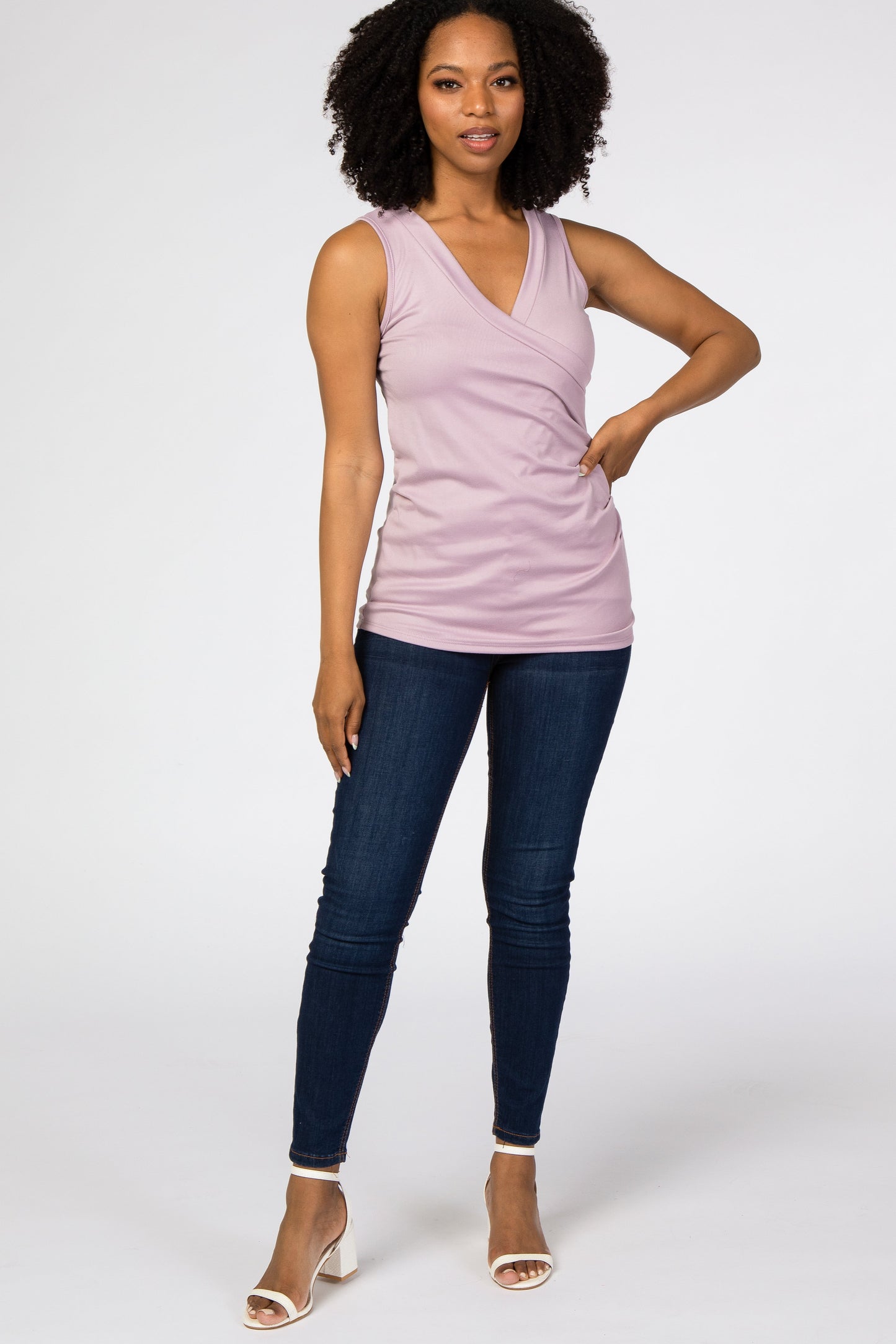 Lavender Crossover Ruched Nursing Tank