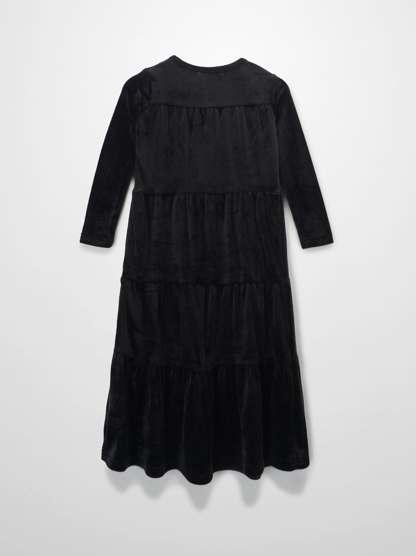 Tiered Velour Robe - Black