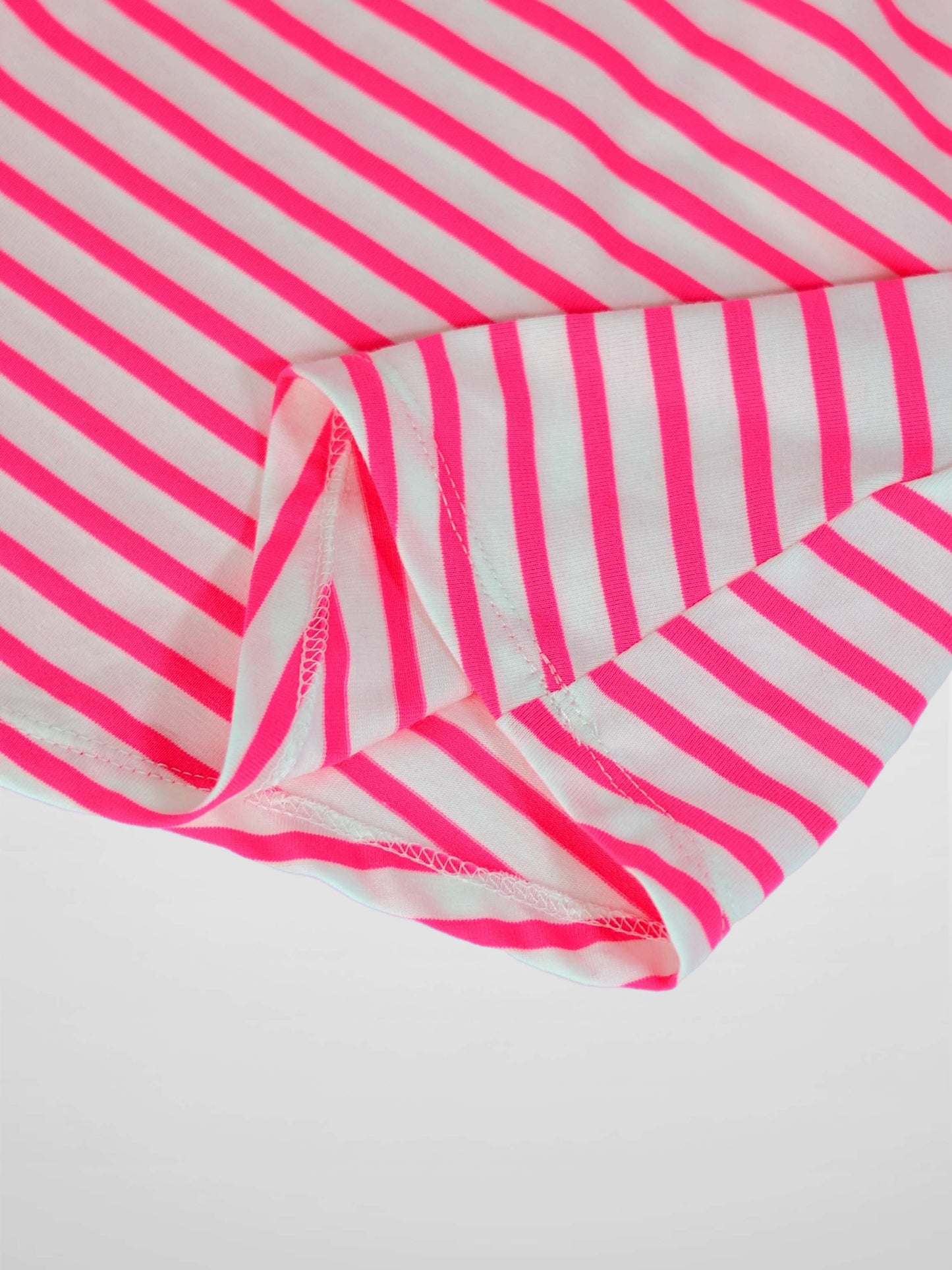 Neon Pink Striped Dress -  Short Sleeve