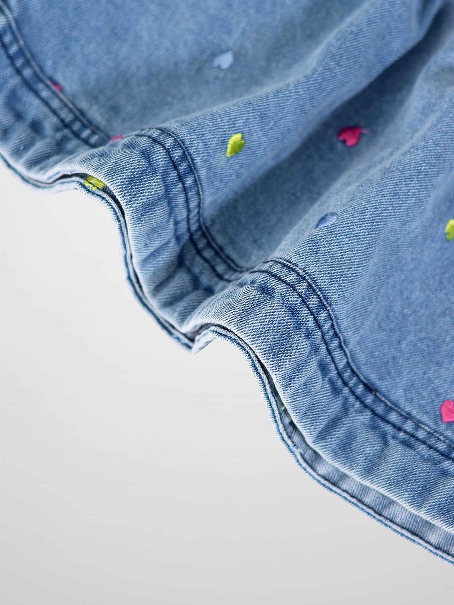 Embroidered Heart Denim Skirt