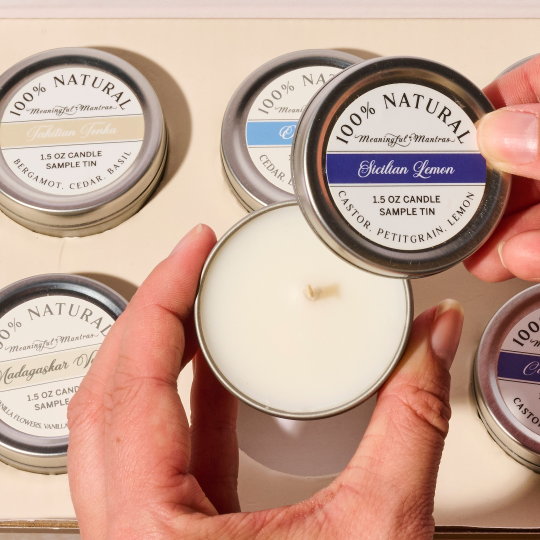 1.5oz Amarea Sicilian Lemon Tin Candle