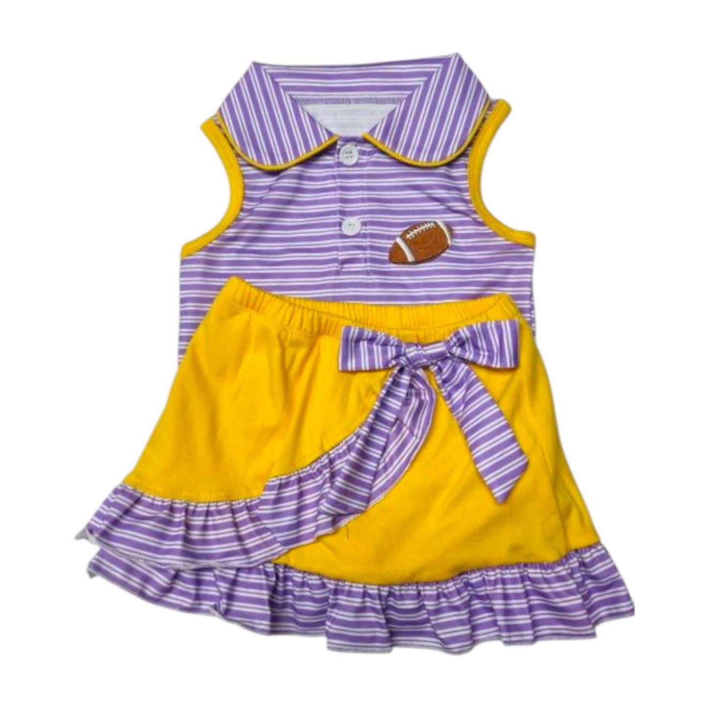 Purple & Gold Game Day Cheer Skirt Set | Girls Football Boutique Outfit
