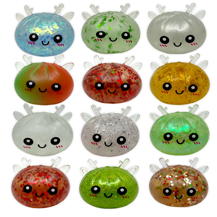 Christmas Mystery Reindeer Glitter Dumpling Squishy Toy