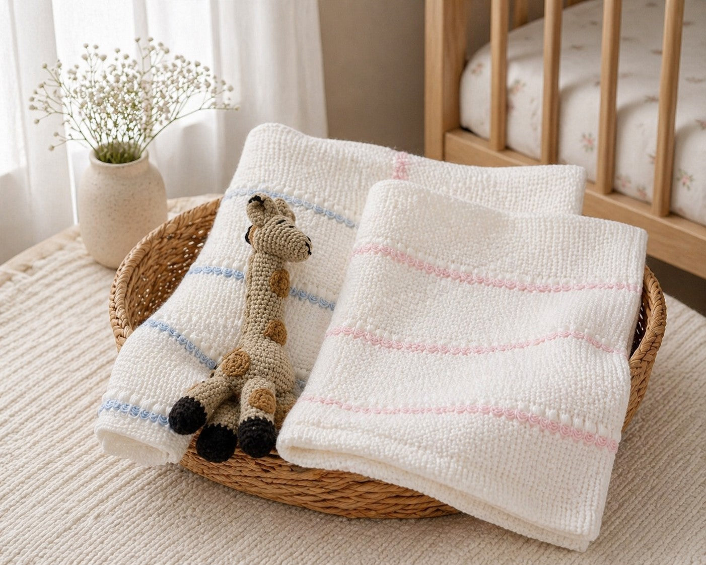 Pucker Texture With Stripe Baby Blanket