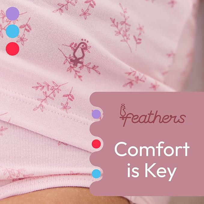 Feathers Leafy Print Snug Tagless Cotton Underwear – Girls Underwear Briefs Super Soft Panties (3 Pack)