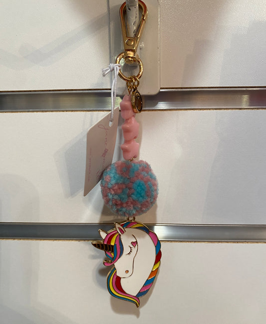 Unicorn Pom Keychain