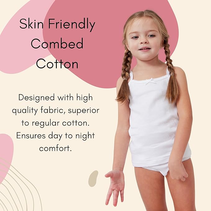 Feathers Girls Solid White Snug Fit Tagless Briefs Underwear - 100% Cotton Super Soft Panties