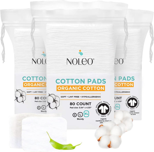 NOLEO Organic Cotton Pads - XL 3.54"x4.33"