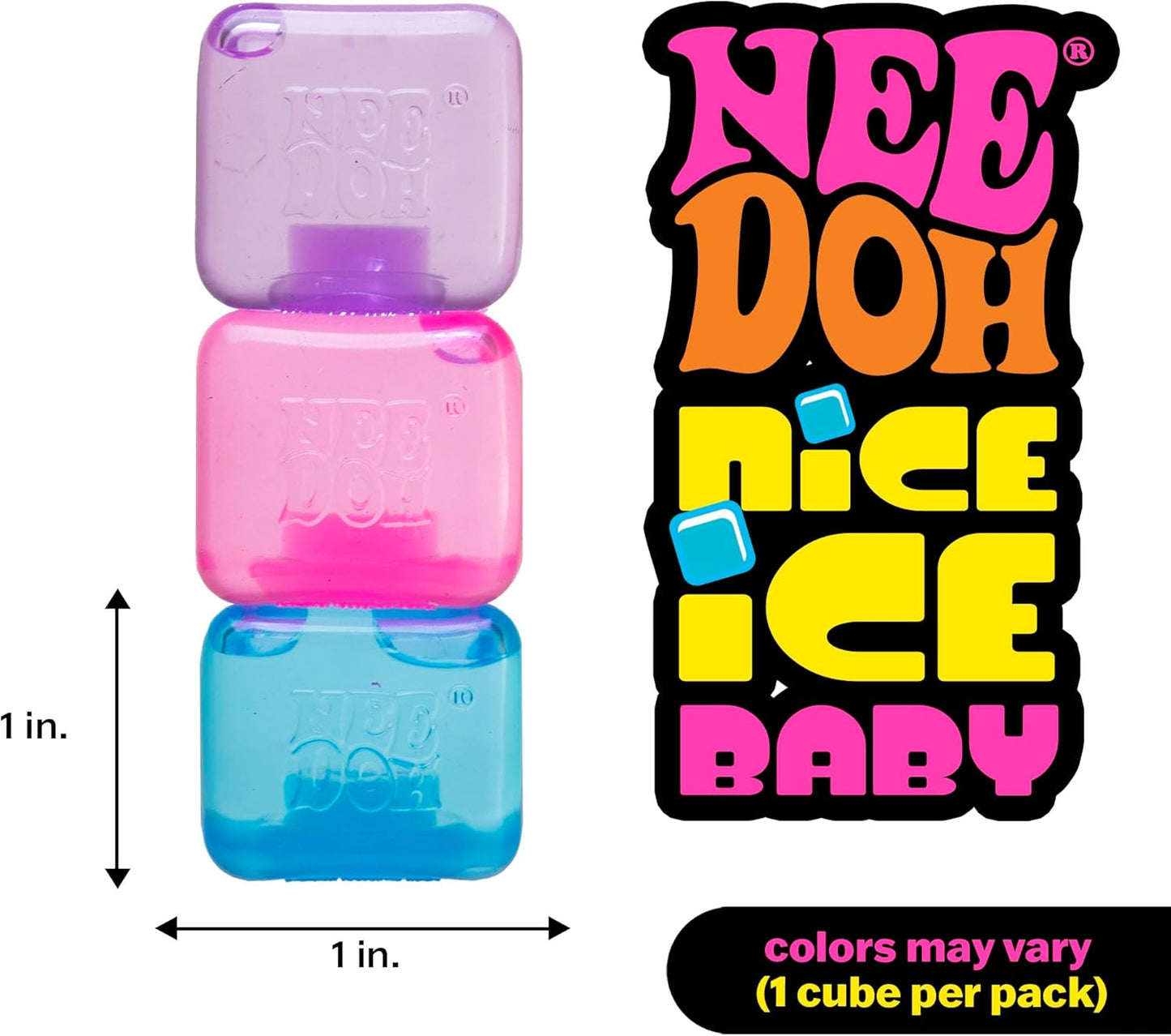 NeeDoh Nice Ice Baby Teenie Sensory Cube – Super Solid Squish Fidget Toy for Kids & Adults
