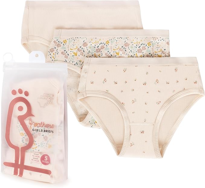 Feathers Floral Print Snug Tagless Cotton Underwear – Girls Underwear Briefs Super Soft Panties (3 Pack)