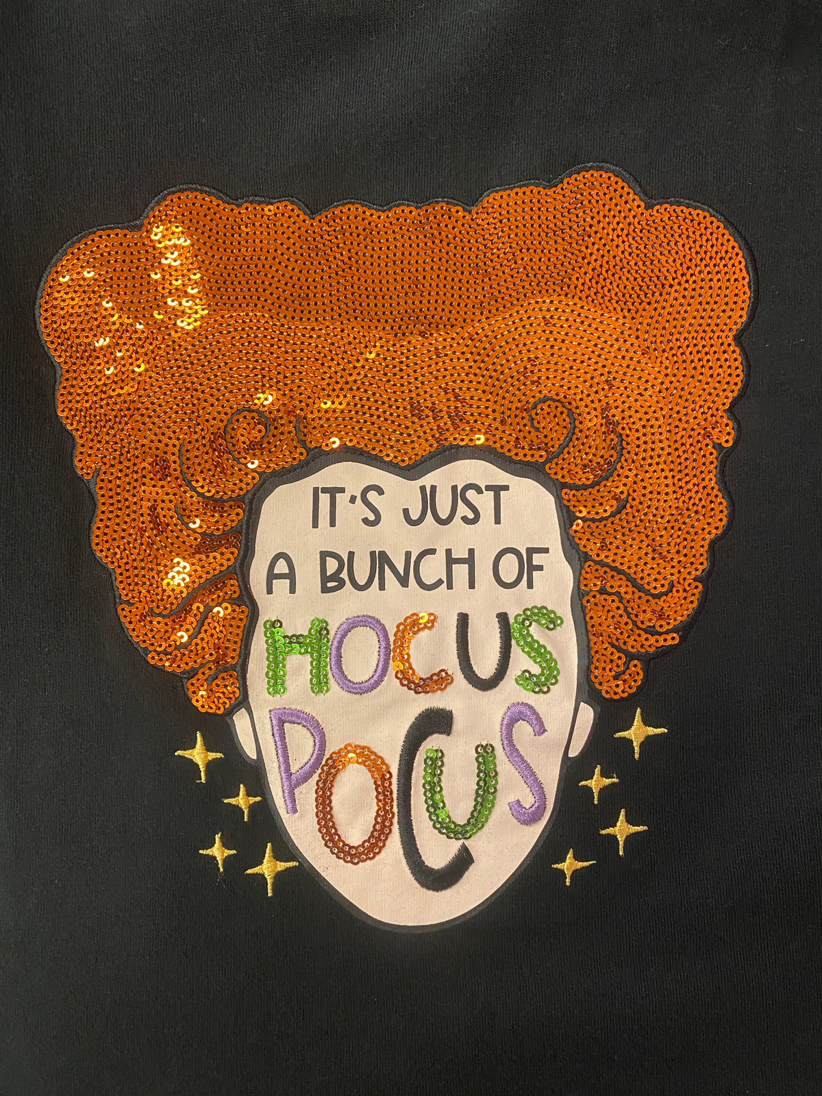 Girls Hocus Pocus Sequin Halloween T-Shirt – Black