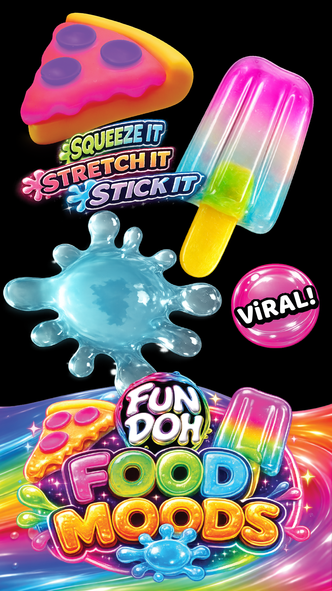 Fun Doh Food Moods Pizza Sticky Squishy Sensory Fidget Toy
