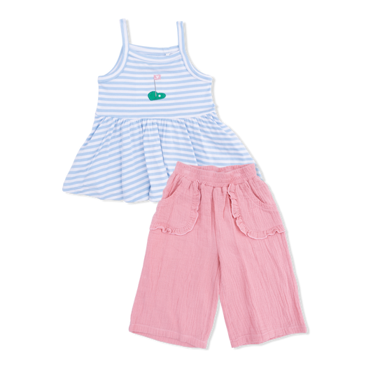 Striped Golf - Peplum Tank with Wide Leg Pant