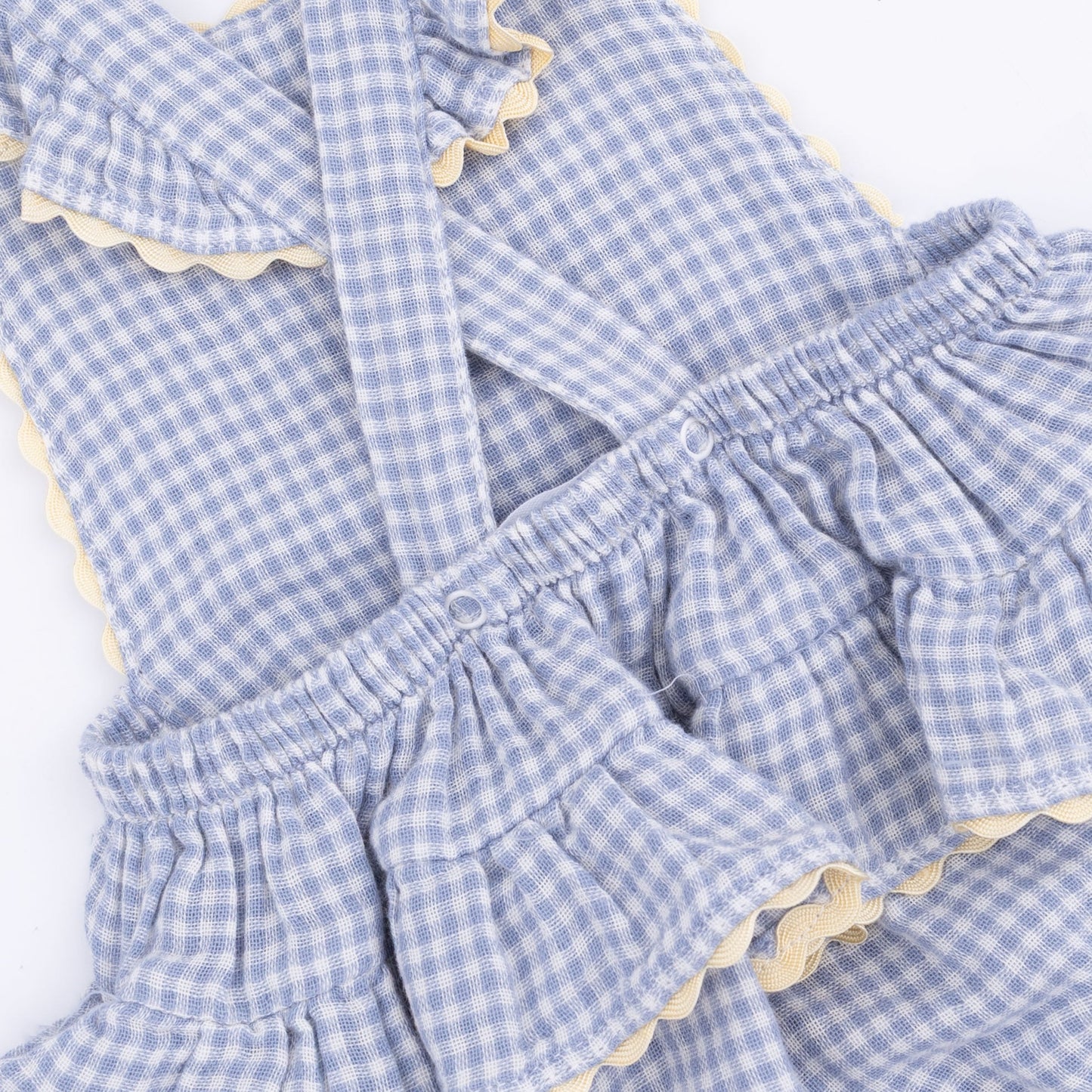 Micro Gingham Blue Blizzard - Ric Rac Ruffle Sunsuit