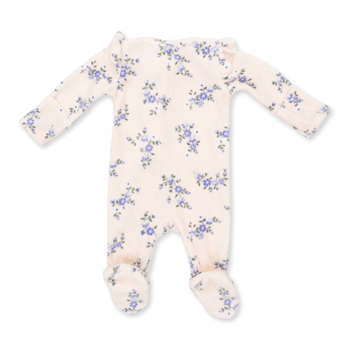 Sweet Hanna Floral Velour - 2 Way Ruffle Sleeve Zipper Footie