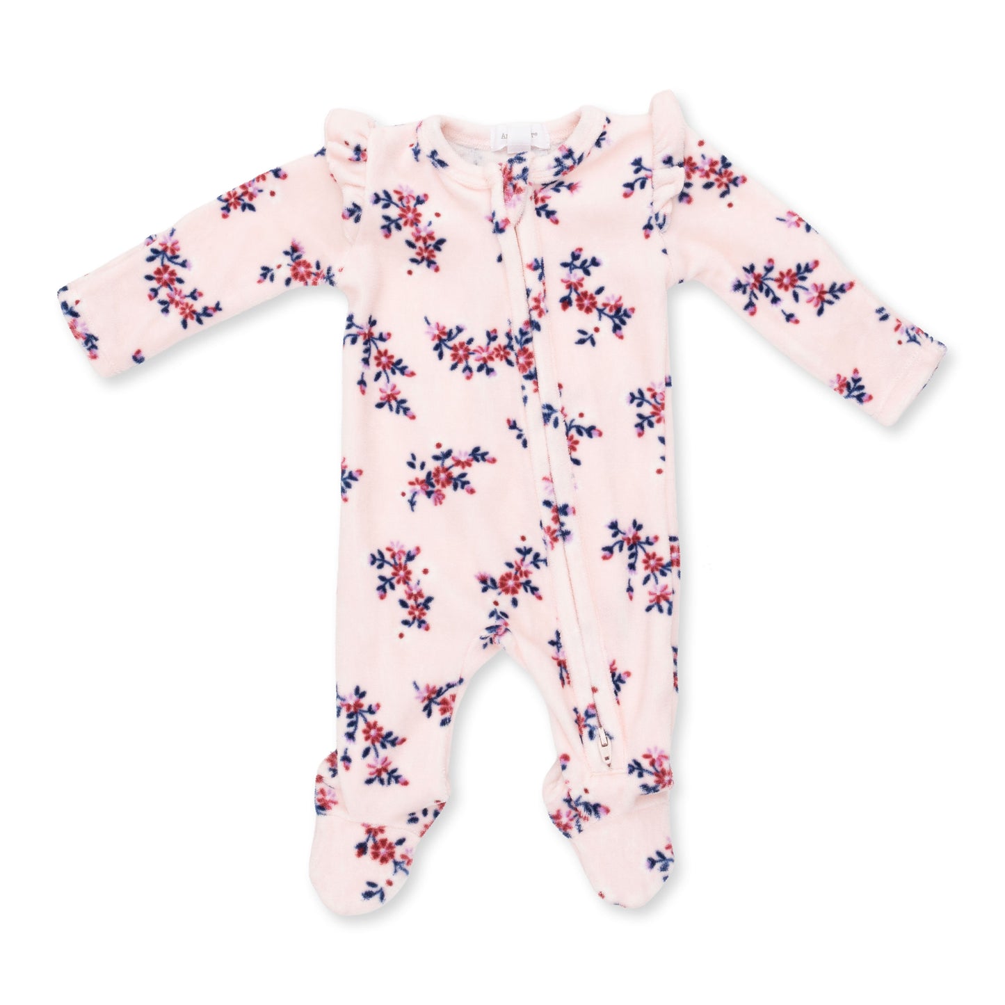 Nora Floral Velour - 2 Way Ruffle Sleeve Zipper Footie
