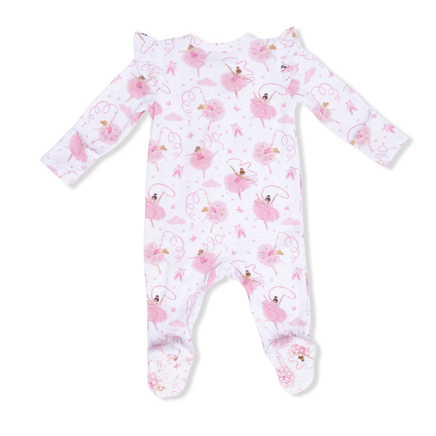 Ribbon Ballerinas - 2 Way Ruffle Sleeve Zipper Footie