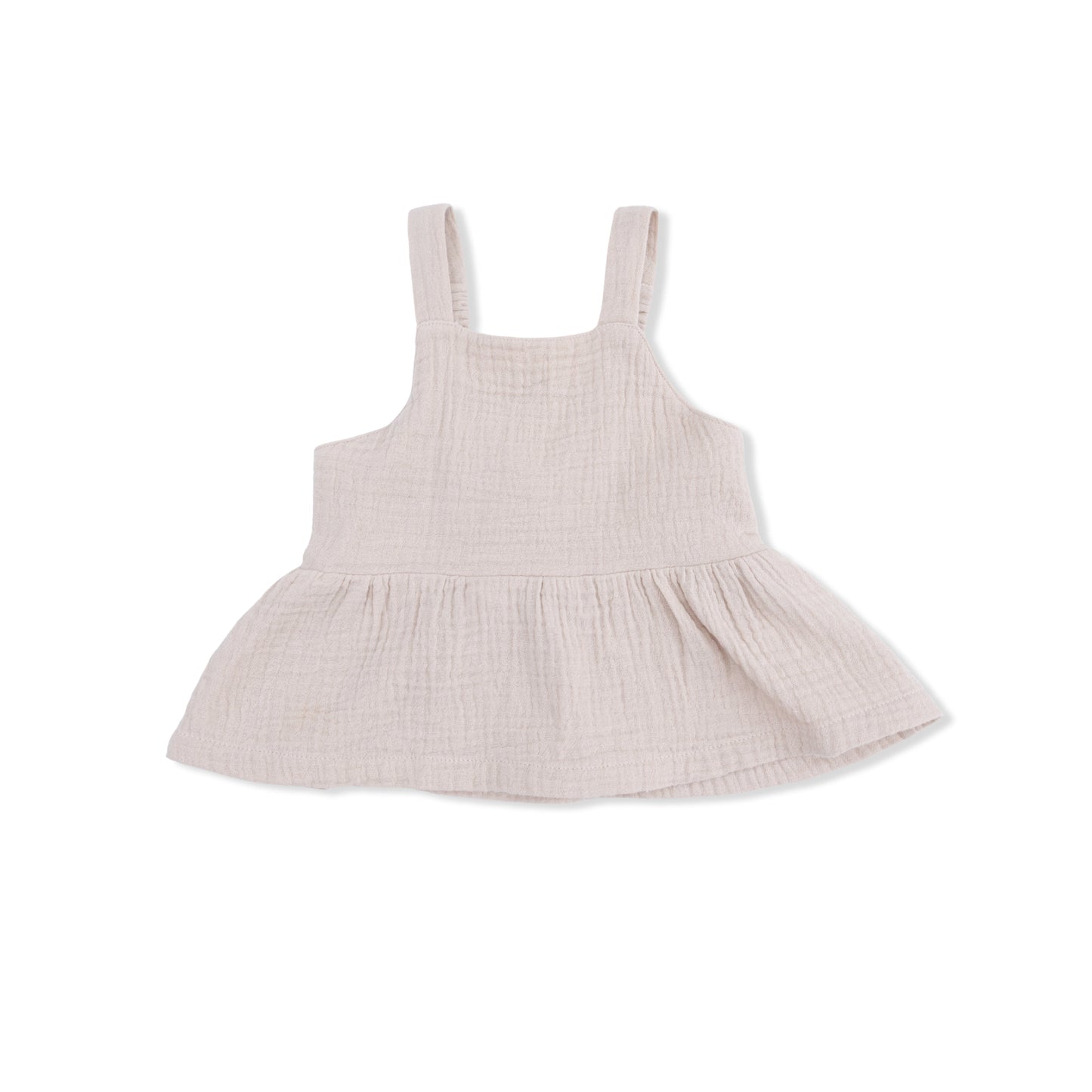 Solid Muslin French Oak - Peplum Tank with Smocked Back