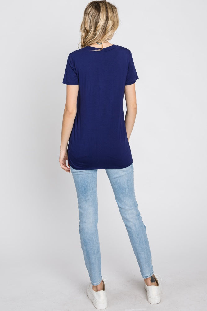 Navy Basic Short Sleeve Top