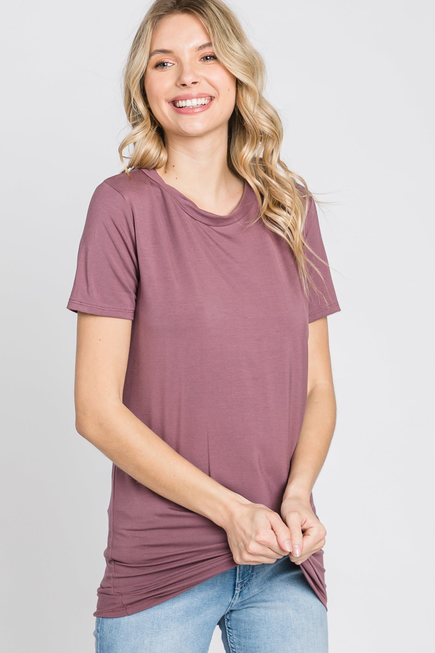 Mauve Basic Short Sleeve Maternity Top