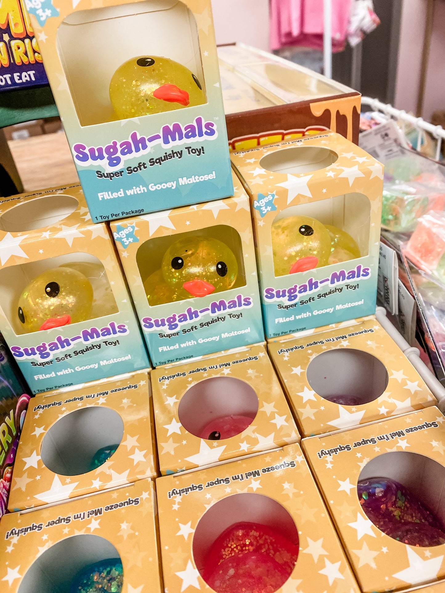 Sugah-Mals Glitter Duck Sugar Stress Ball Squishy – Maltose Filled Sensory Fidget Toy