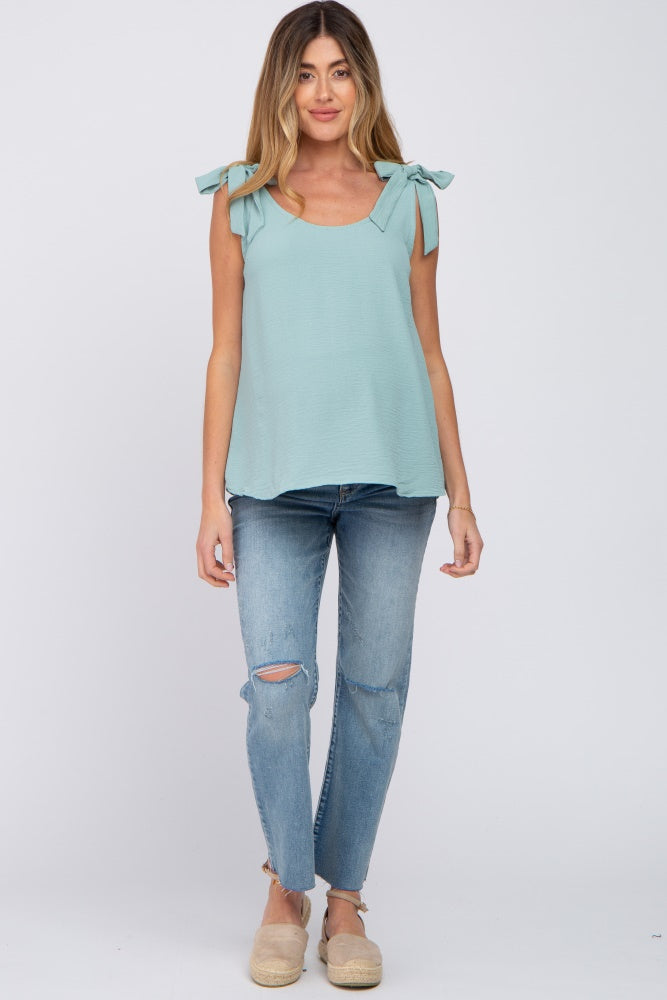 Mint Green Shoulder Bow Maternity Tank Top