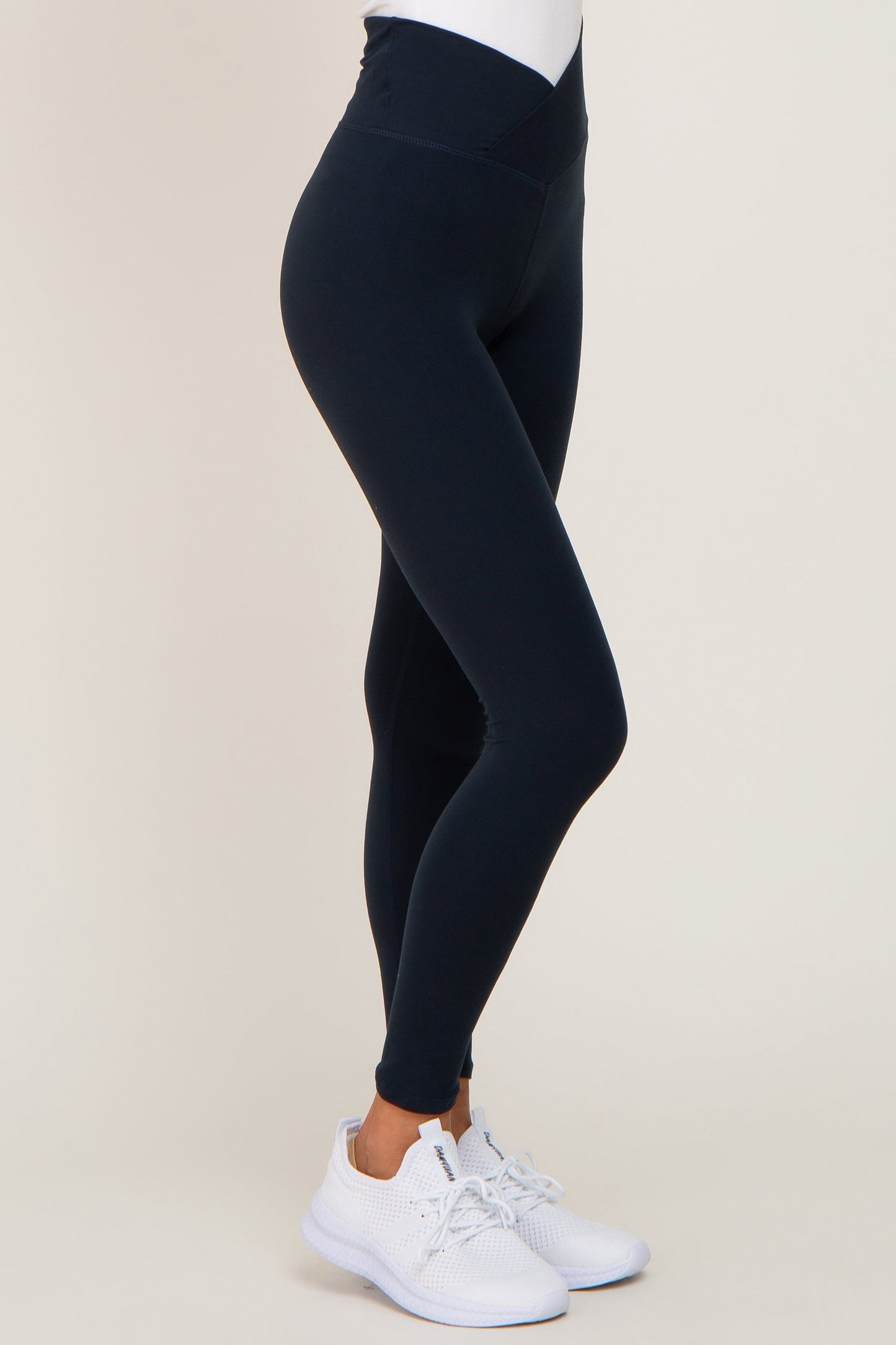 Navy Crossover Waist Leggings