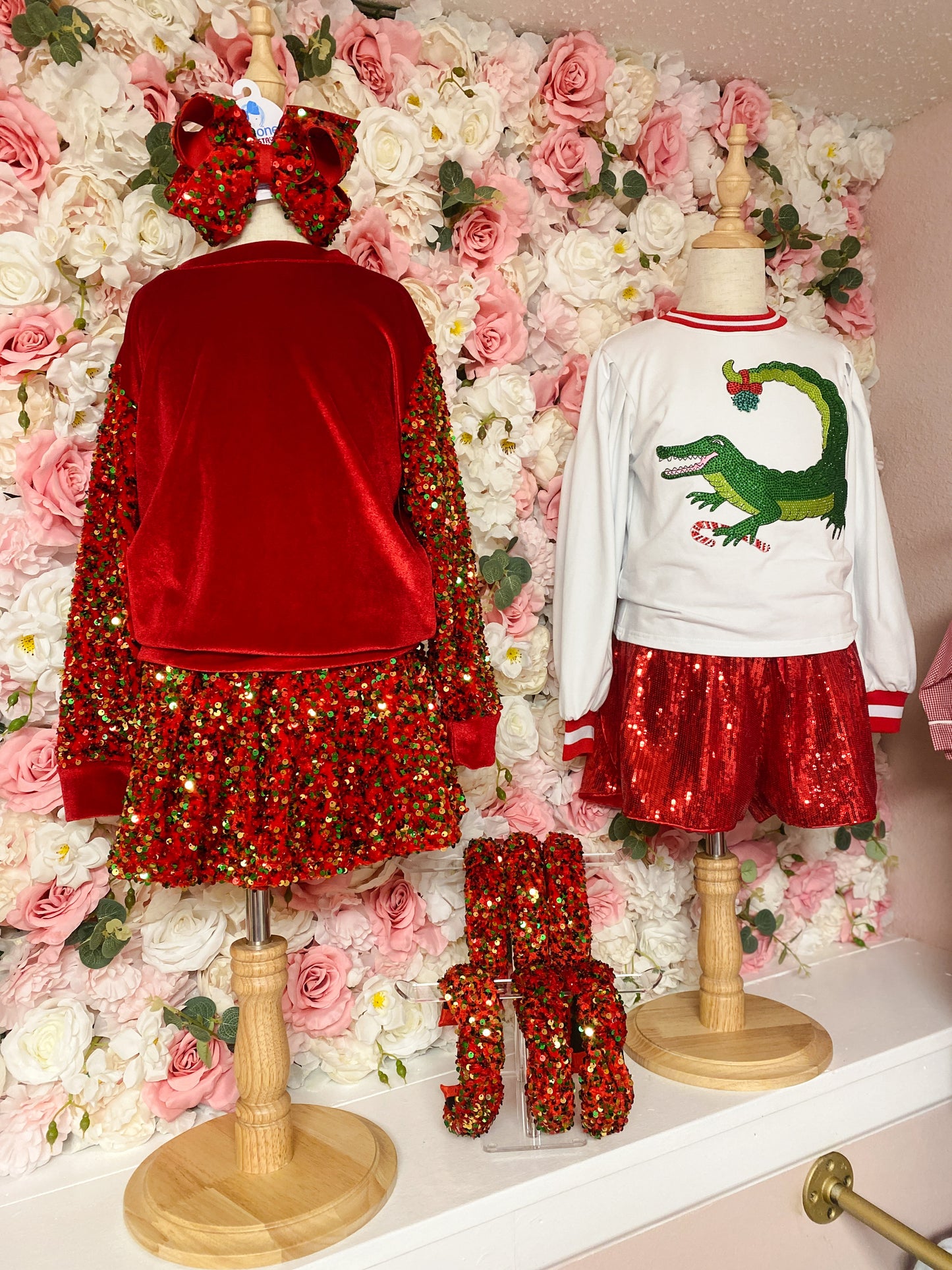 Red Sequin Butterfly Shorts