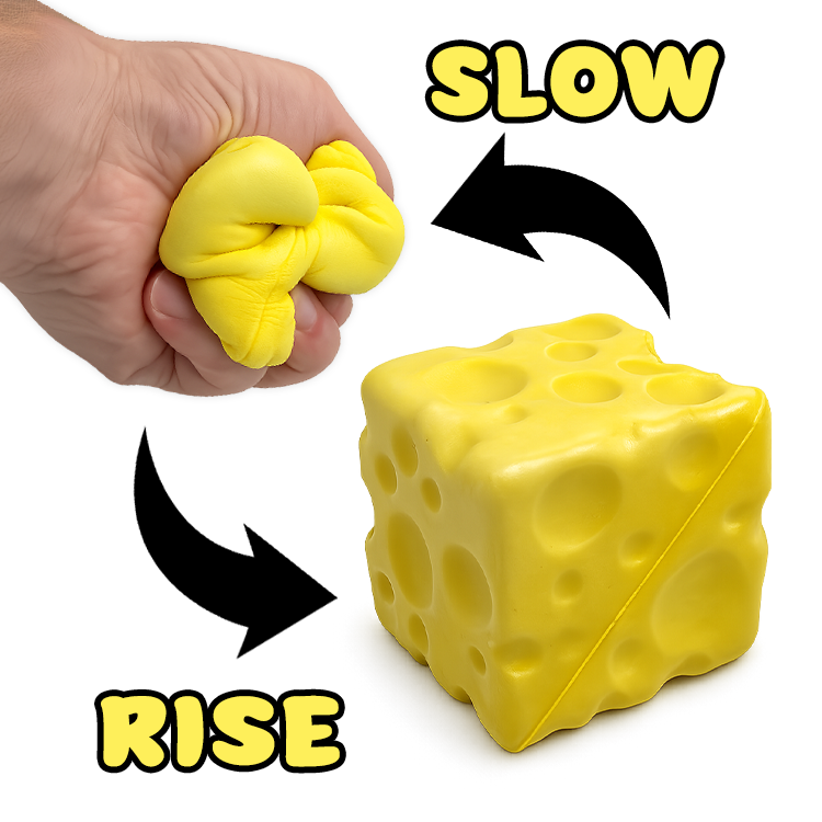 Fun Doh Slow Rise Cheese Squishy – Slow Rising Sensory Stress Toy | Cheese Foam Squish Toy for Kids & Adults