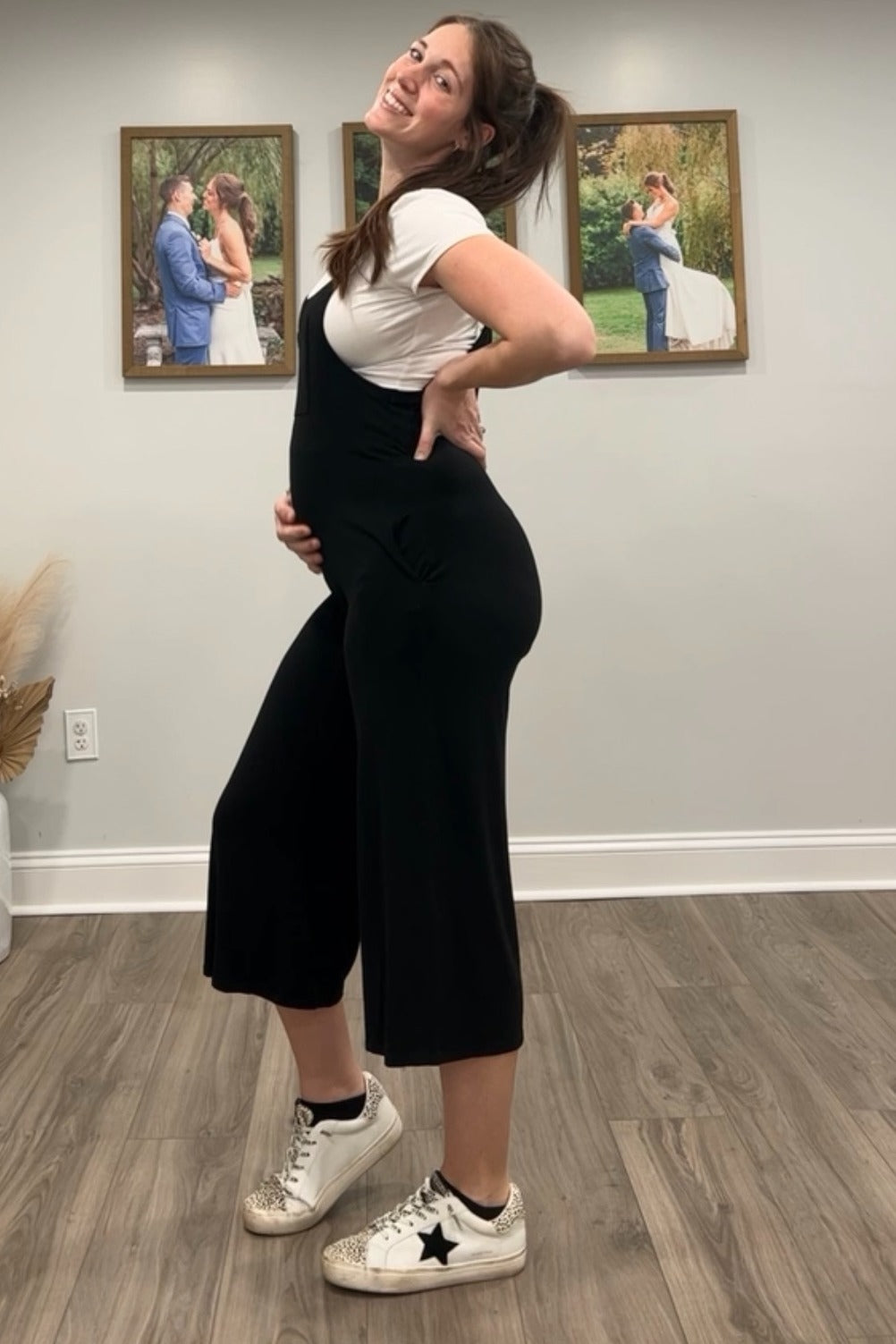 Black Sleeveless Pocketed Wide Leg Maternity Jumpsuit