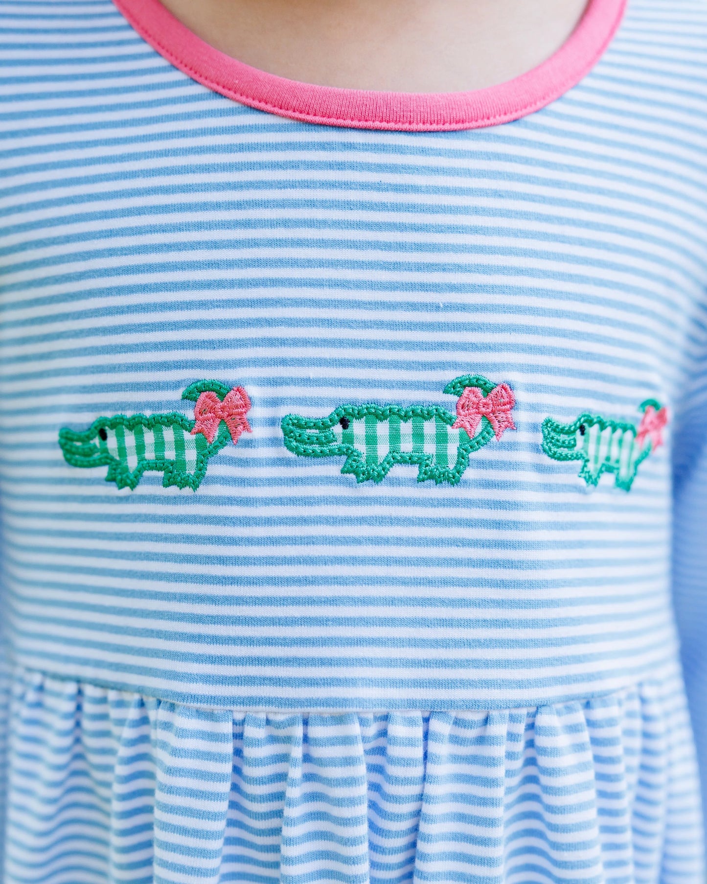 See Ya Later Ruffle Dress – Girls Alligator Applique Knit Dress