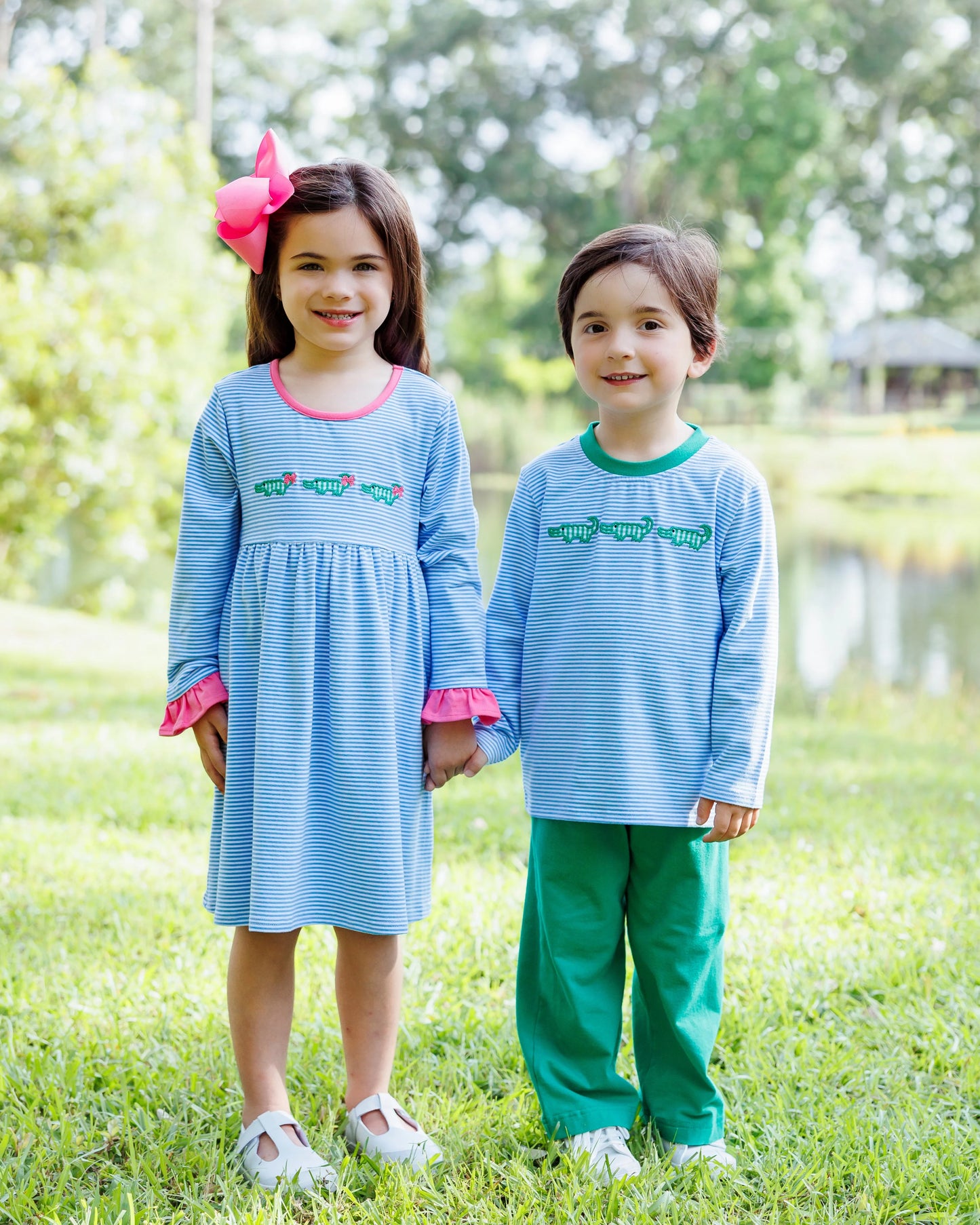 See Ya Later Ruffle Dress – Girls Alligator Applique Knit Dress