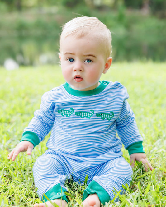 See Ya Later Romper – Baby Boys Alligator Applique Romper