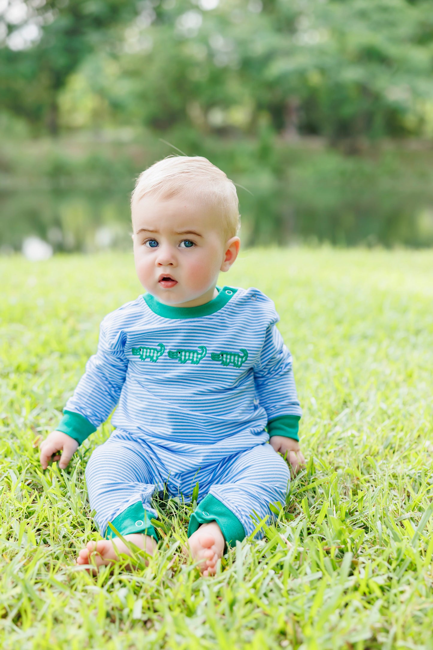 See Ya Later Romper – Baby Boys Alligator Applique Romper