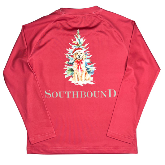 Boys Christmas Pup Performance Long Sleeve Shirt