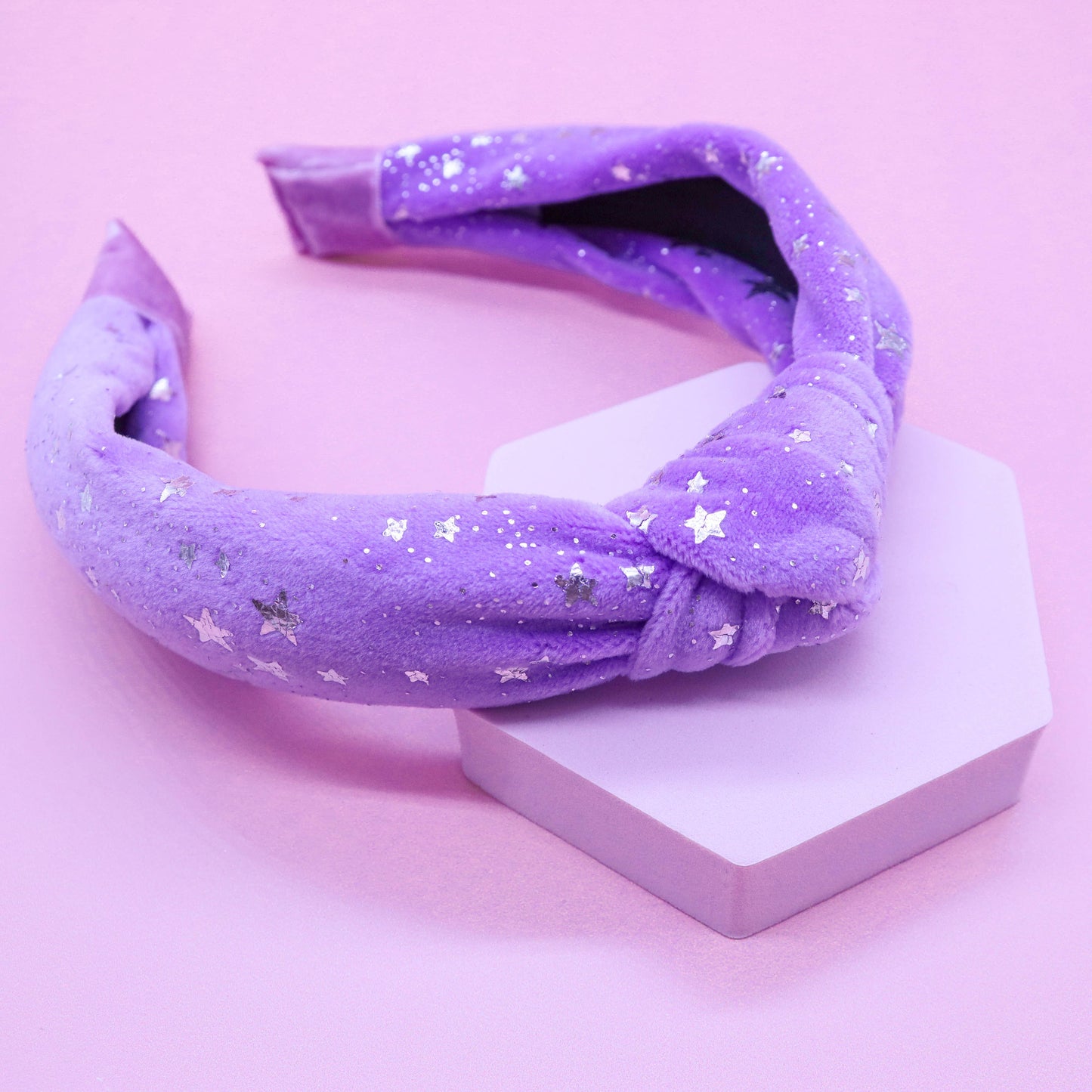 Kids Knot Headband - Star Purple Velvet Hair Accessories