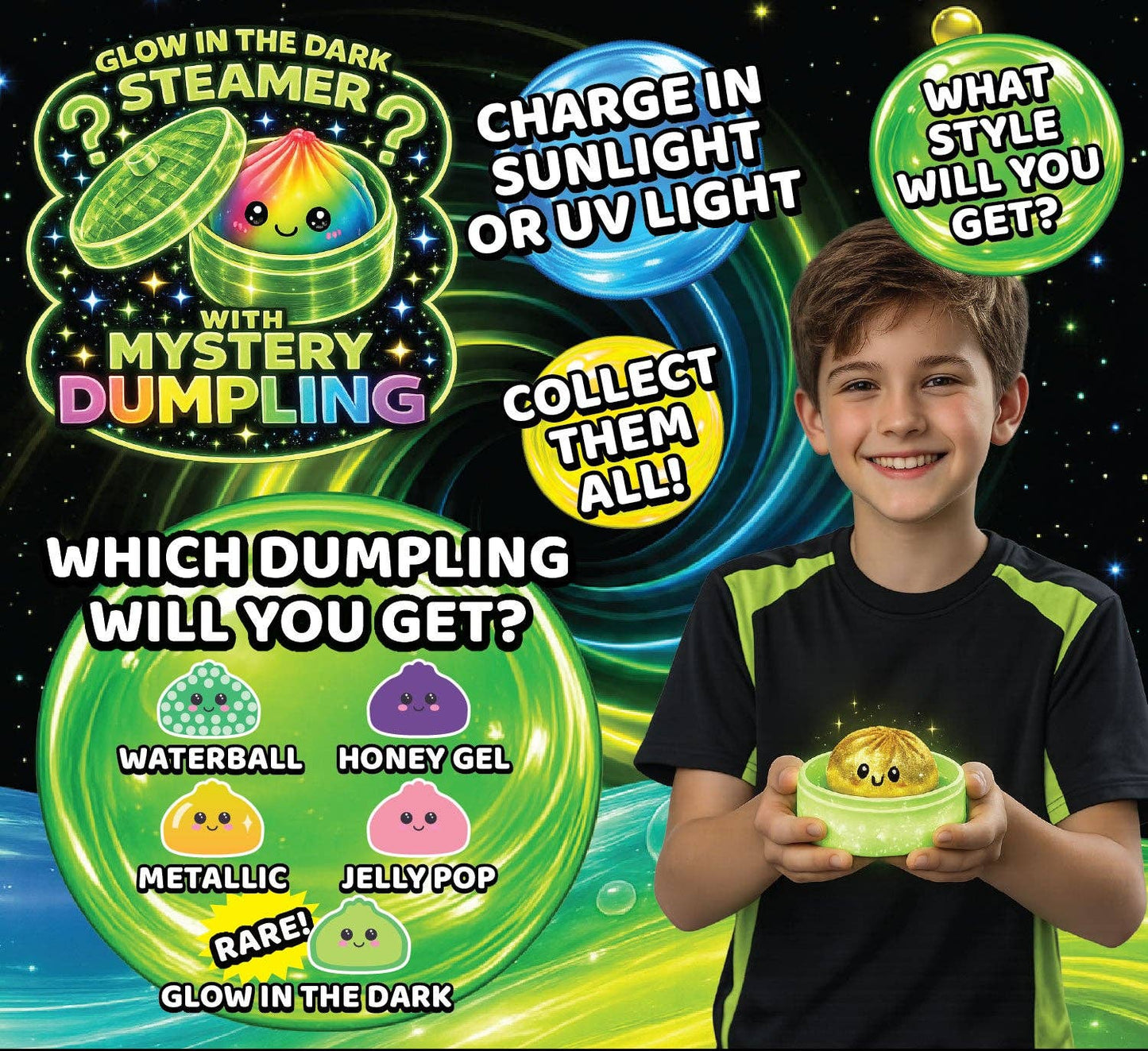 Fun Doh Glow-in-the-Dark Mystery Streamer Dumpling Squishy – Color Capsule