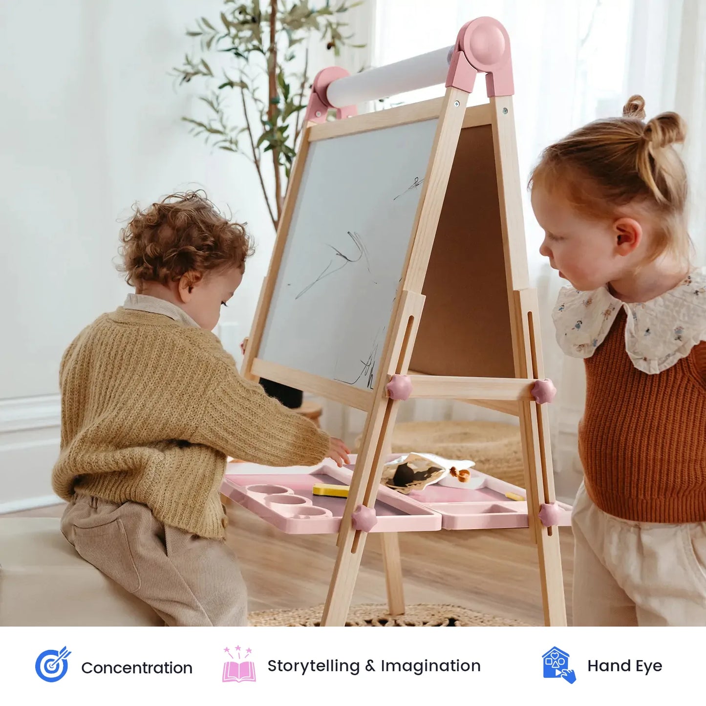 Tiny Land® Pink Magnitales Easel & Paper Roll Set