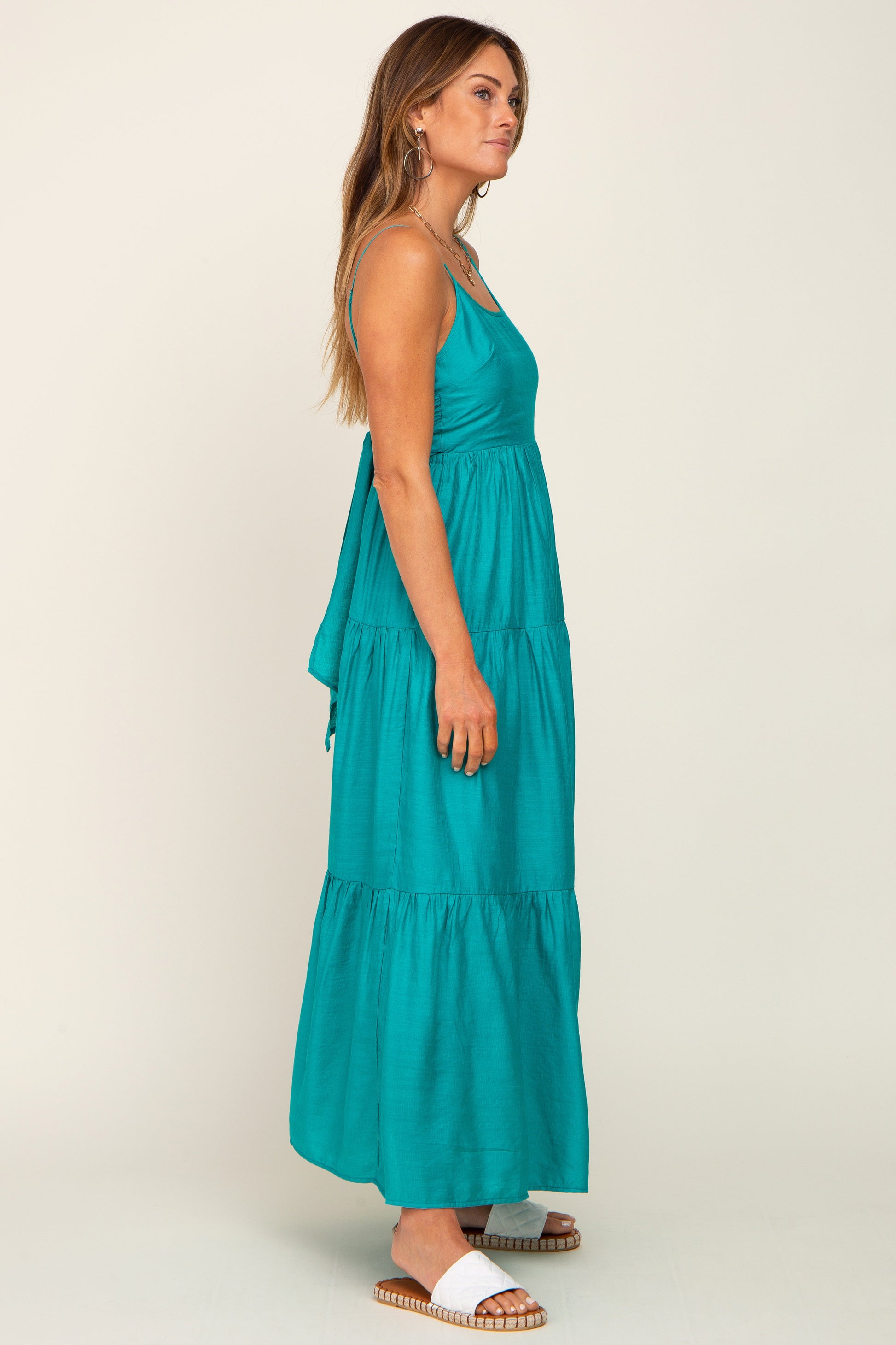 Green Tiered Maternity Maxi Dress Green Tiered Maternity Maxi Dress