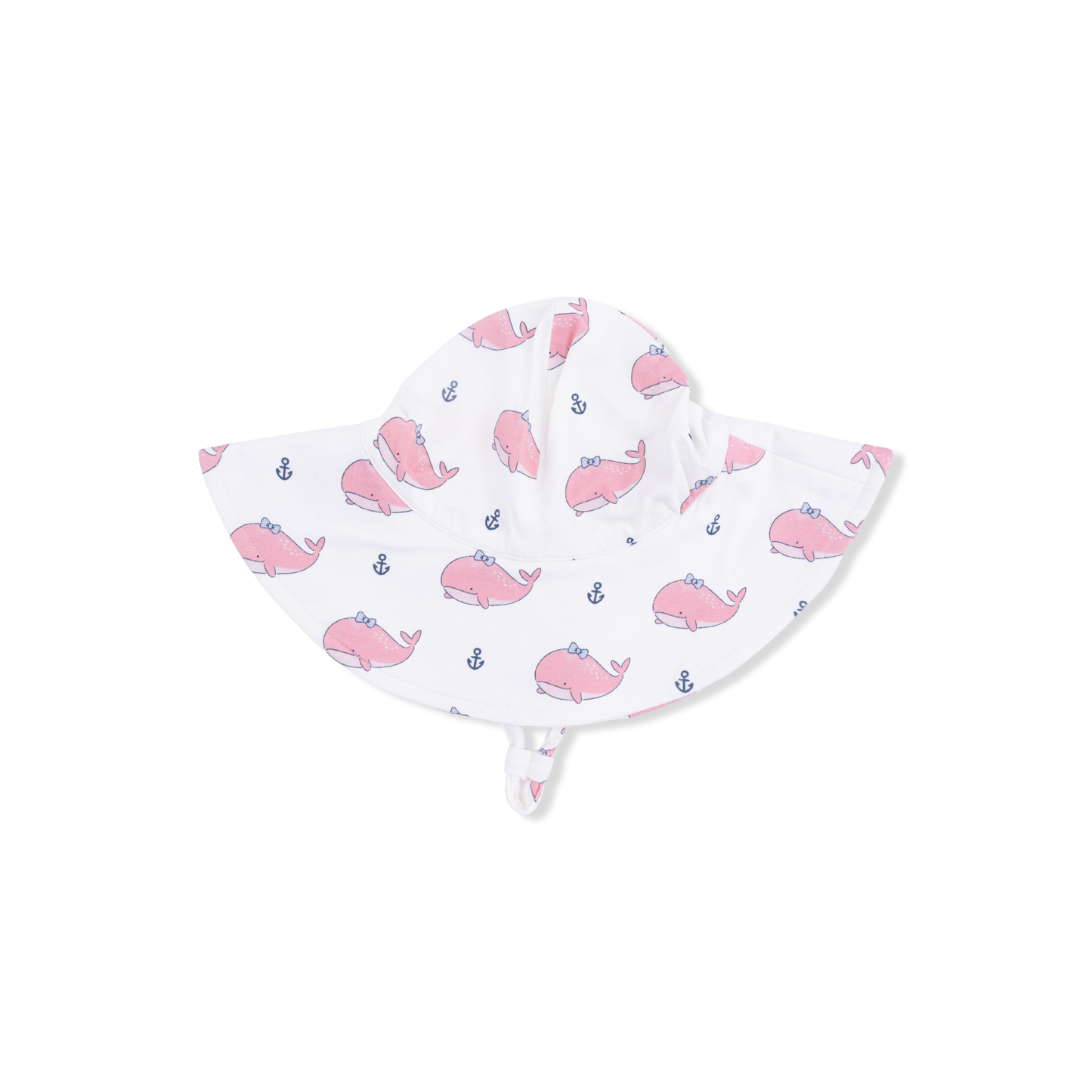 Bubbly Whale with Bow  Pink - Wide Brim Sun Hat
