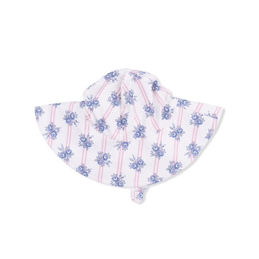 Stripe Dot Roses - Wide Brim Sun Hat
