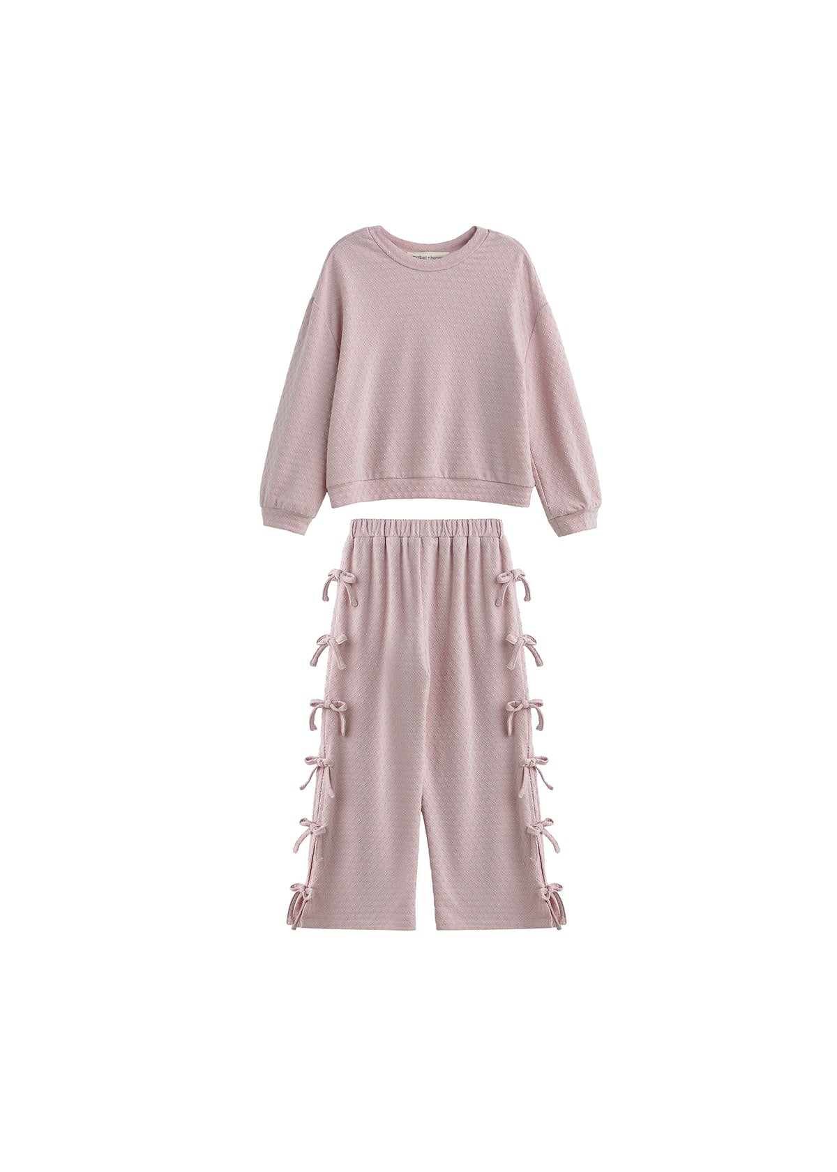 Girls Blush Pink Textured Bow Lounge Set | Toddler & Little Girls Two Piece Outfit | Fall Boutique Clothing