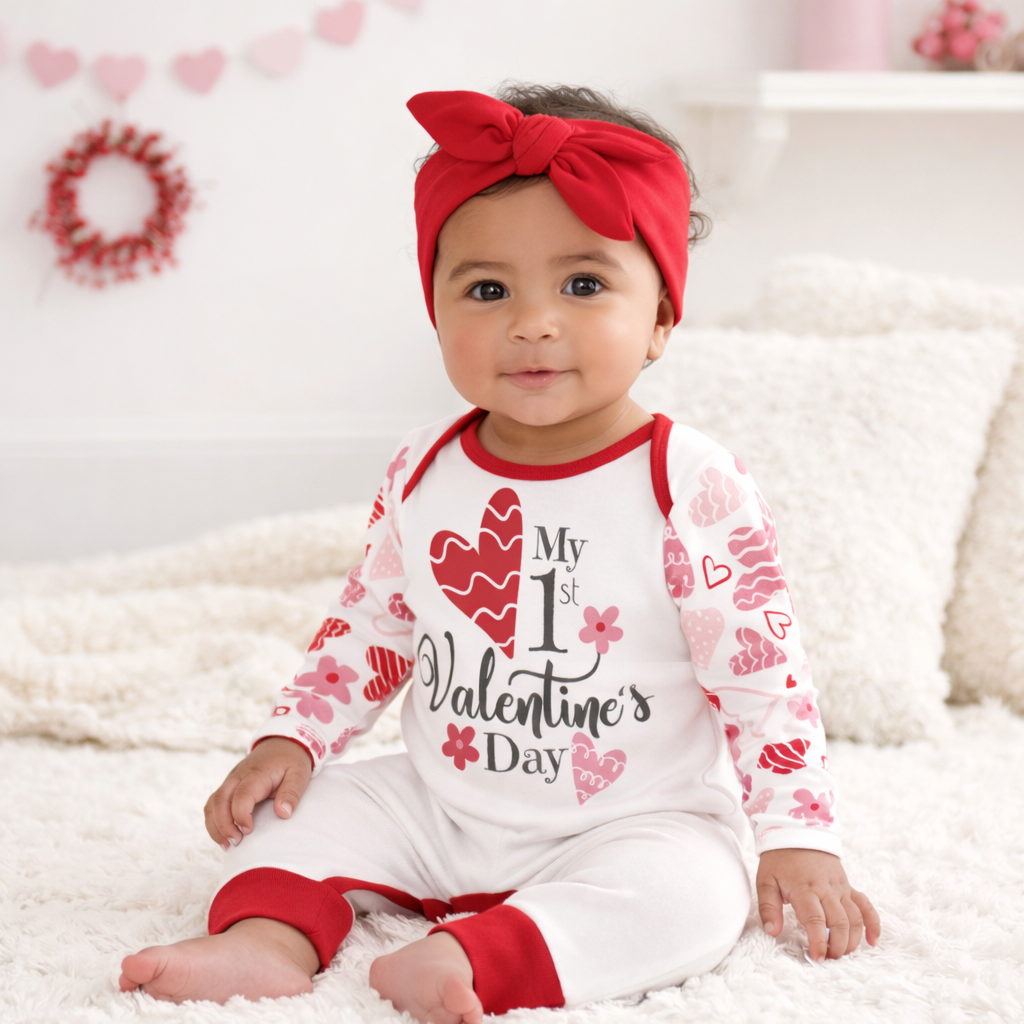 Baby's "My 1st Valentine's Day" Bamboo Romper