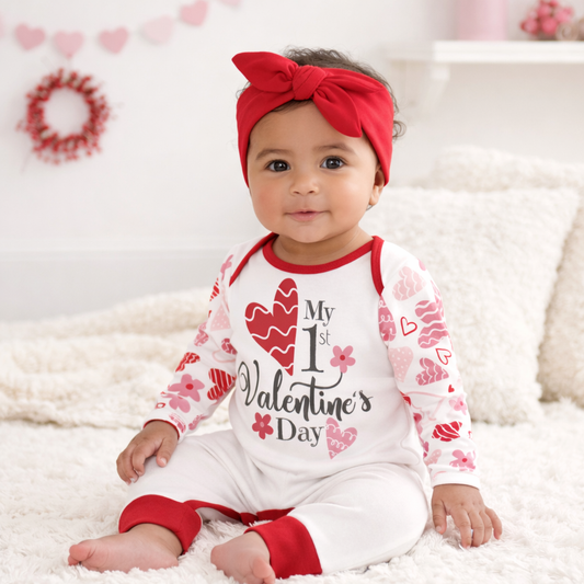 Baby's "My 1st Valentine's Day" Bamboo Romper