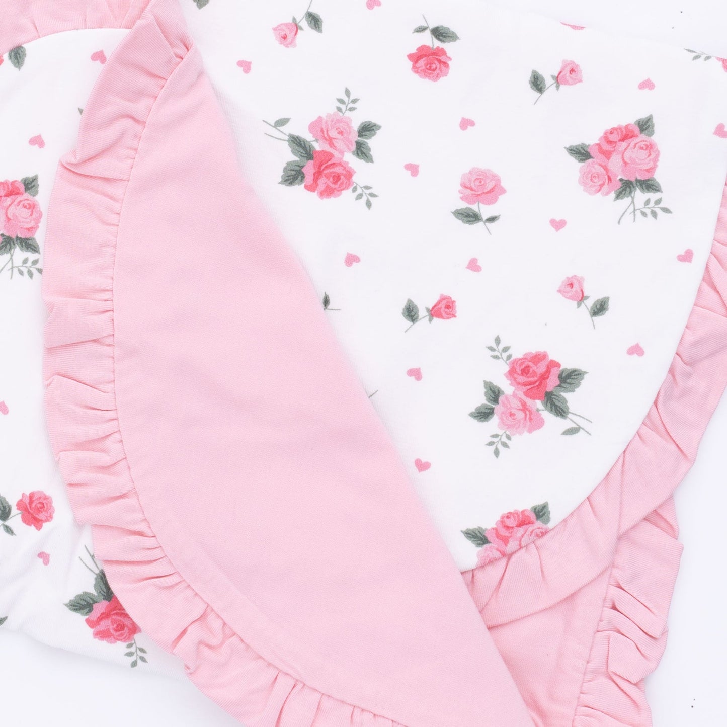 Pink Rosettes - Ruffle Burp Cloth