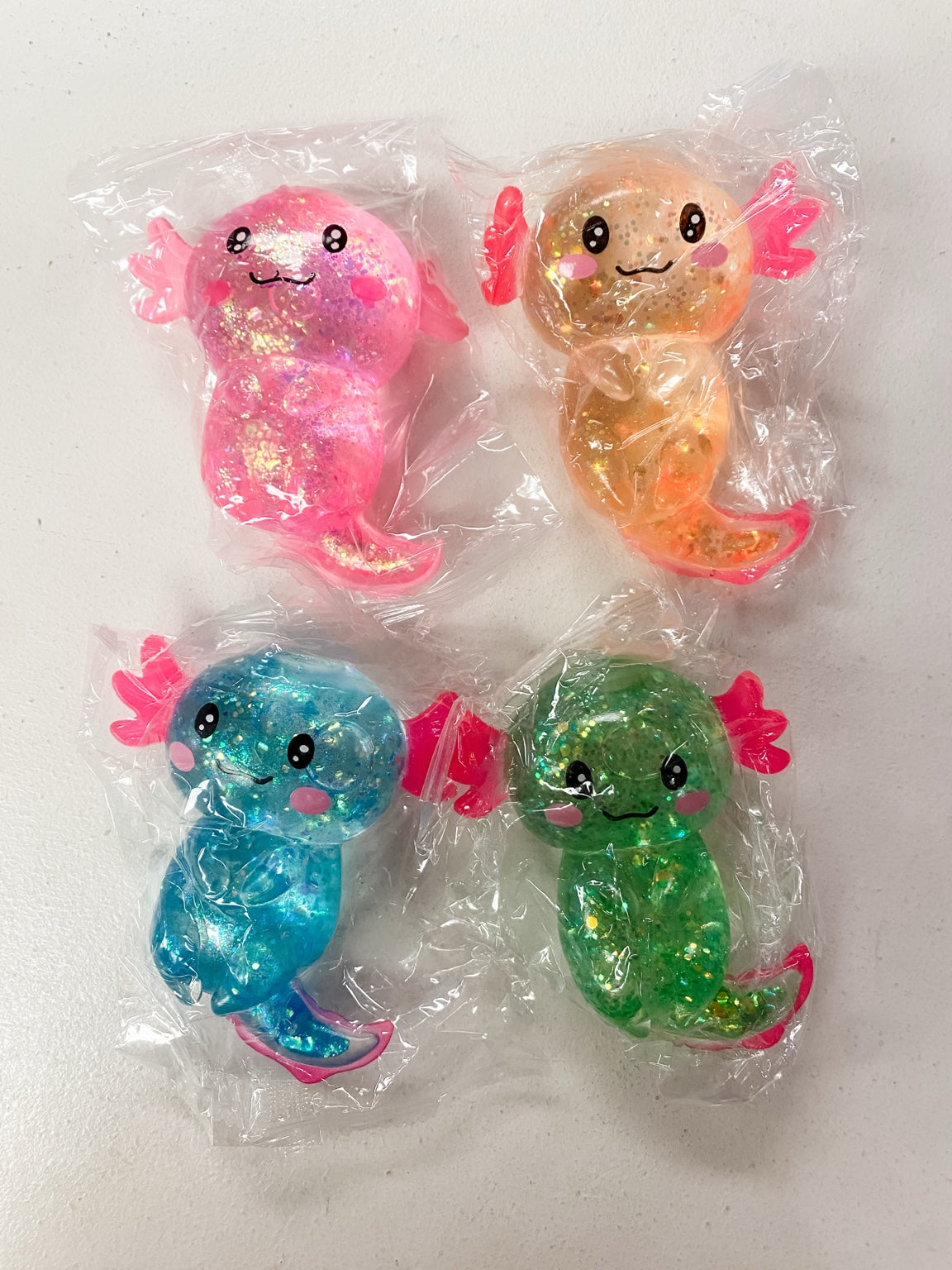 Glitter Crystal Axolotl Squishy Toy | Slow Rise Sensory Fidget | Stress Relief Squeeze Toy for Kids & Adults | The Prissy Pelican Boutique | Bossier City, LA